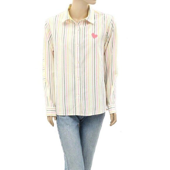 Kerri Rosenthal Shrunken Pia Shirt Tunic Top Buttondown Striped Poplin M - Picture 7 of 11
